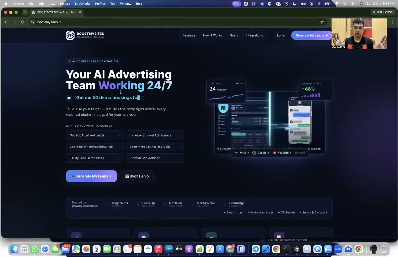 Boostmysites client acquisition demo video
